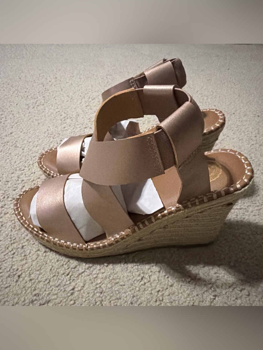 So Womens Sandals Size 9M Sandals Espadrilles Wedges Ankle Strap Shoes Rose Gold